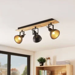 Aylis 3 Plafondlamp Black/Wood - Lindby - Koop Online -lampenmaster winkel 42510965777543