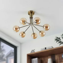 Wynina 7 Plafondlamp Brass/Amber - Lucande - Koop Online -lampenmaster winkel 42519117045013