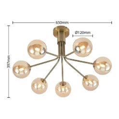Wynina 7 Plafondlamp Brass/Amber - Lucande - Koop Online -lampenmaster winkel 42519117045014