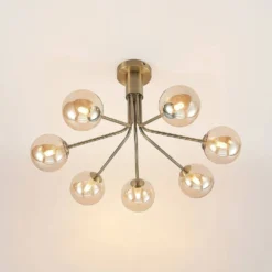 Wynina 7 Plafondlamp Brass/Amber - Lucande - Koop Online -lampenmaster winkel 42519117045015