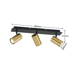 Raisan 3 Square Plafondlamp Black/Brass - Lindby - Koop Online -lampenmaster winkel 42519117117524
