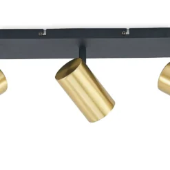 Raisan 3 Square Plafondlamp Black/Brass - Lindby - Koop Online -lampenmaster winkel 42519117117526