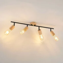 Magniva 4 Plafondlamp Wood/Black - Lindby - Koop Online -lampenmaster winkel 42519117162144