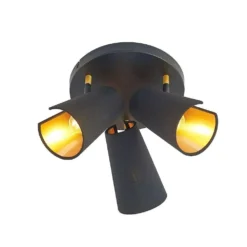 Zylindro 3 Plafondlamp Black/Gold - Lindby - Koop Online