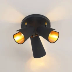 Zylindro 3 Plafondlamp Black/Gold - Lindby - Koop Online -lampenmaster winkel 42519117189976