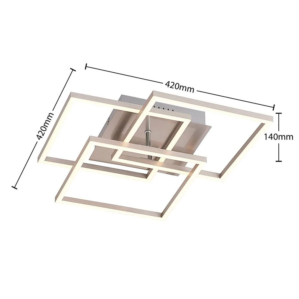 Qiana Square Plafondlamp LED Nickel - Lindby - Koop Online 2 Qiana Square Plafondlamp LED Nickel - Lindby - Koop Online - Afbeelding 2