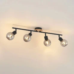 Eridia 4 Plafondlamp Black/Wood - Lindby - Koop Online -lampenmaster winkel 42519117283474