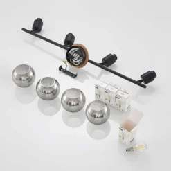 Eridia 4 Plafondlamp Black/Wood - Lindby - Koop Online -lampenmaster winkel 42519117283477