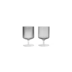Ripple Wine Glasses Set Of 2 Smoked Grey - Ferm LIVING - Koop Online