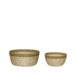 Palm Baskets 2 Pcs. Natural/Light Green - Hübsch - Koop Online