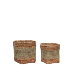 Reveal Baskets 2 Pcs. Mint/Natural - Hübsch - Koop Online